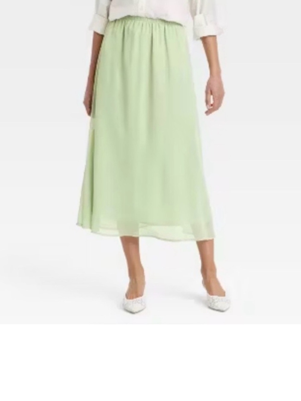 A NEW DAY Light Mint Green 🌸🌿 Midi/Maxi A-line Skirt, size XL